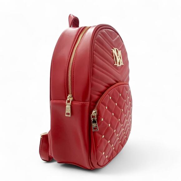 Badgley Mischka Backpack Red Studded Quilted Mini New With Tags - Picture 3 of 9
